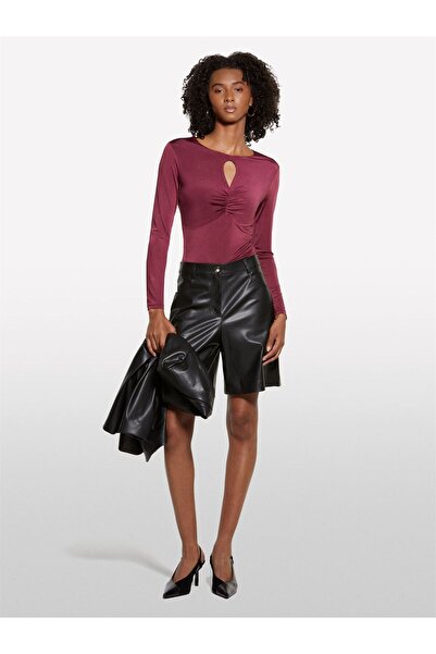 Sisley Women's Faux Leather High Waist Bermuda Shorts 325A44Ukl901Q-Sis100