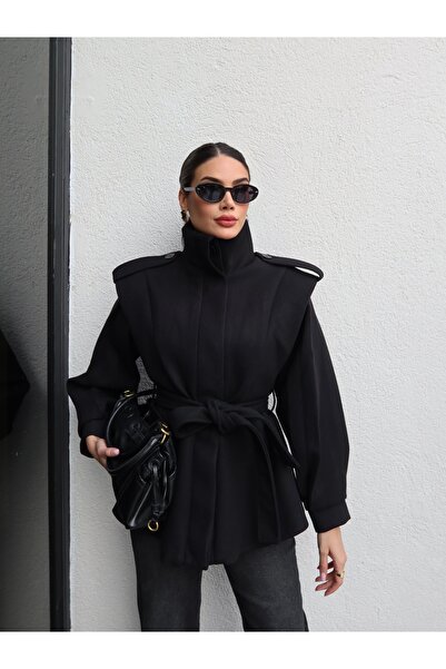 ESRAHELVACI Shoulder Pad Piece Shoulder Epaulet Detail Cashmere Coat