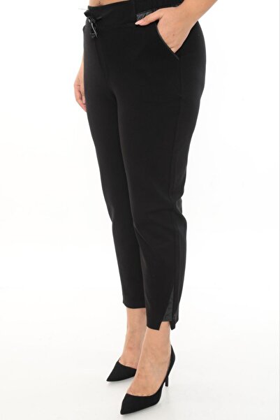 ZANESSI Plus Size Mom High Waist Leg Detail Knitted Women's Trousers