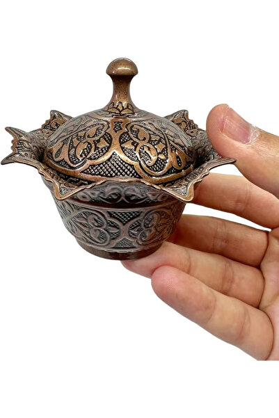 Generic Chic Ottoman-Style Copper Sugar Pot with Lid, Stylish Design, Made in Turkey