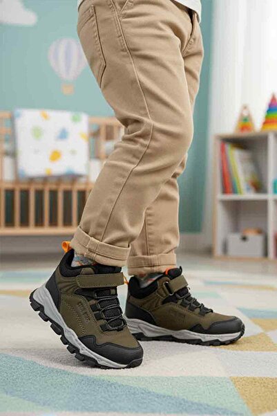 Cool Khaki Gray Velcro Non-Slip Unisex Velcro Children's Boots Doruk P