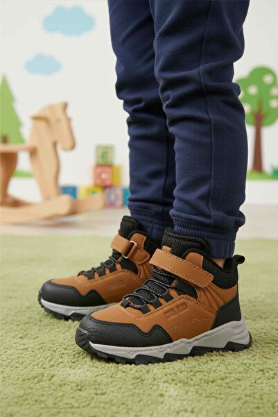 Cool Tan Gray Velcro Non-Slip Unisex Velcro Children's Boots Doruk P
