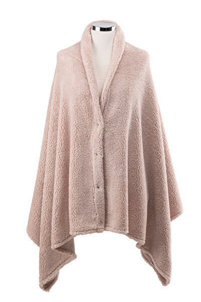 AQUABERRY Premium Shoulder Shawl Poncho with Snap Fasteners - Powder