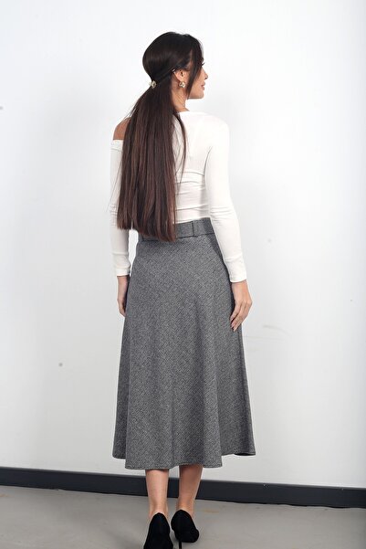By Saygı Women's Herringbone Bell Skirt