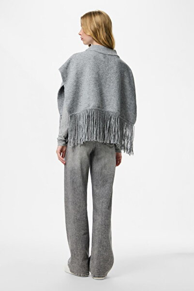 PIECES Pcjulle Women's Tassel Detailed Poncho - Sustainable Fabric