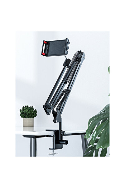 OEM Flexible metal support for phone or tablet, with 3 segments, height 1 m – Black