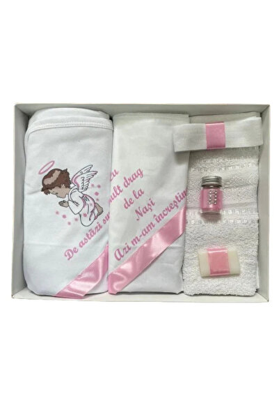 Paperla Trusou de botez, 6 piese Ingeras imprimat, roz