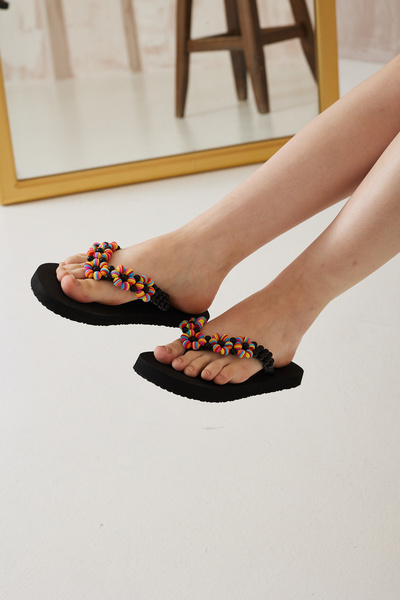 E evalupe Papuci de plajă pentru femei Summer Stoned Colorful Floral, papuci ...