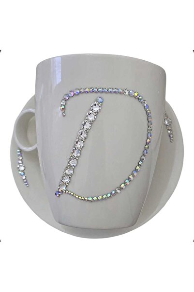 by Alexandra Vacarusi Mug with saucer, 560ml white, Christmas gift, personalized with Crystals