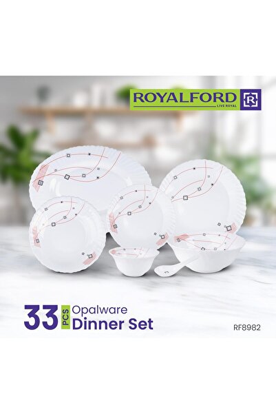 ROYALFORD Opal Ware Dinner Set, 33 Pcs, RF8982