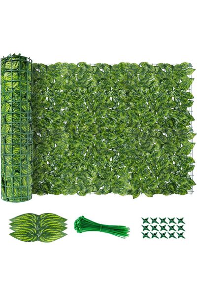 NO BRAND Rolă de gard viu artificial din iederă, 3m x 1m, cu 100 de legături de siguranță