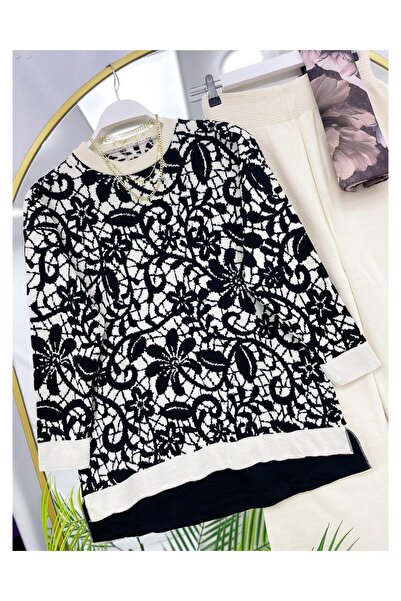 YEDİLALE Flower-Patterned Zero-Collar Knitwear Double Set [Excluding Underwear and Shawl]