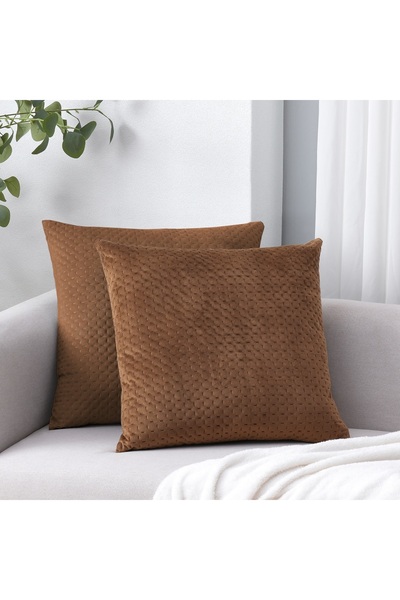 Livinova Lifestyle Cushion Covers Set of 2, 100% Polyester Velvet, 45 x 45 cm (Brown)