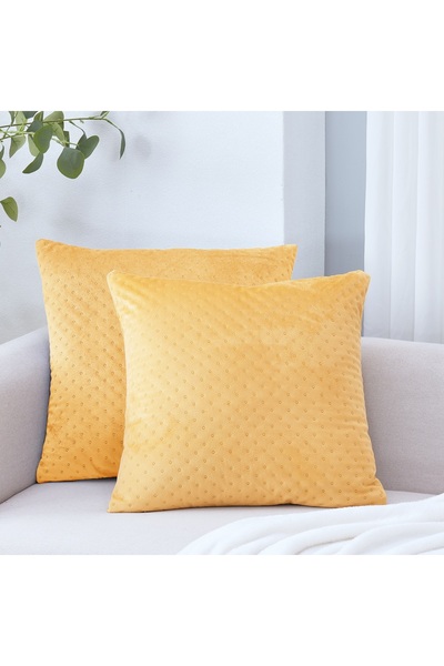 Livinova Lifestyle Cushion Covers Set of 2, 45x45 cm, 100% Polyester Velvet (Mustard)