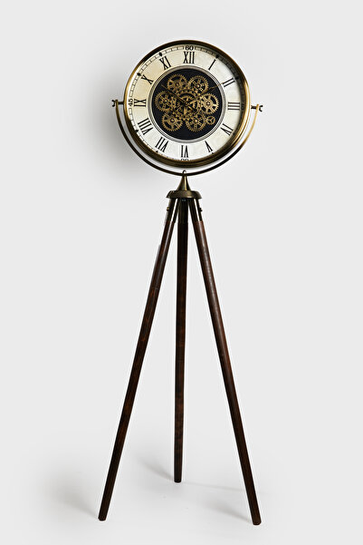 Evine Saat Ve Aksesuar Tripod Ayaklı Saat, Dekoratif Tripod Ayaklı Çarklı Saat,