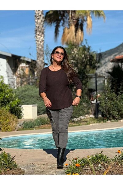 Punta Otantik NC22325 Μπλούζα με γιακά ιταλικής κατασκευής Basic Angora Καφέ