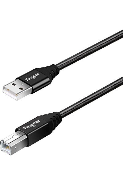Fasgear كابل طابعة USB USB 2.0، 3 قدم من ذكر A إلى ذكر B (أسود)