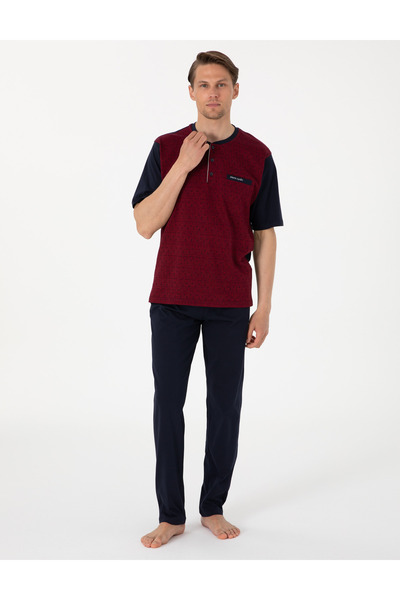 Pierre Cardin 6087 Short Sleeve 3-Piece Jacquard Pajama Set