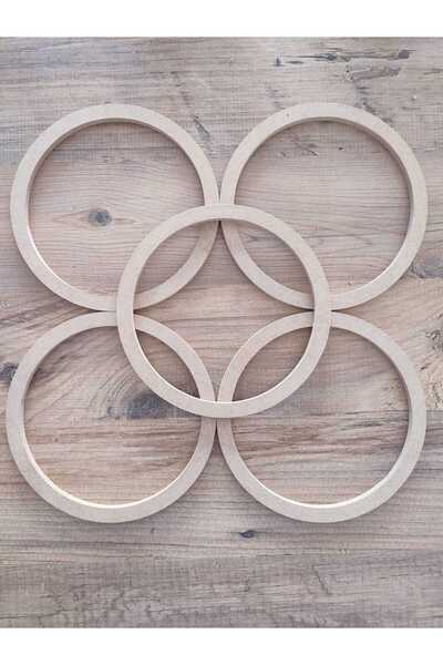 Geef Wood Art Ham Mdf Vidasız 27.6cm Çapında (1.1cm Eninde) 5'li Kasnak Seti