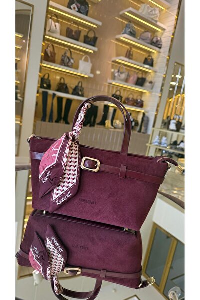 KRISTE BELL İthal Hakiki Yarma Deri Kadın El Omuz Çantası -7456-