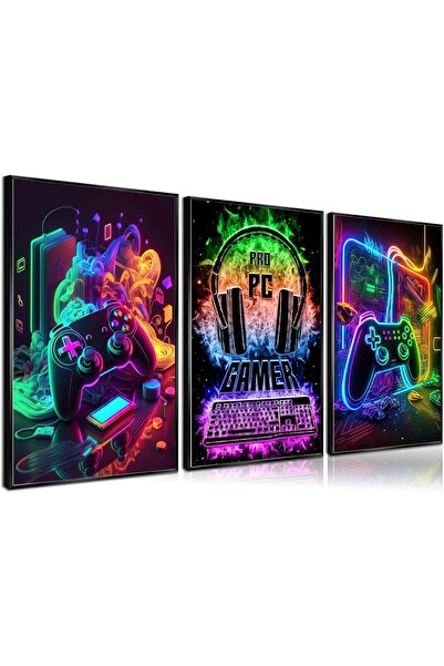 ALAYRA International Signtouch Gaming Video Gamer Neon Boys Wall Art 3-Piece ...