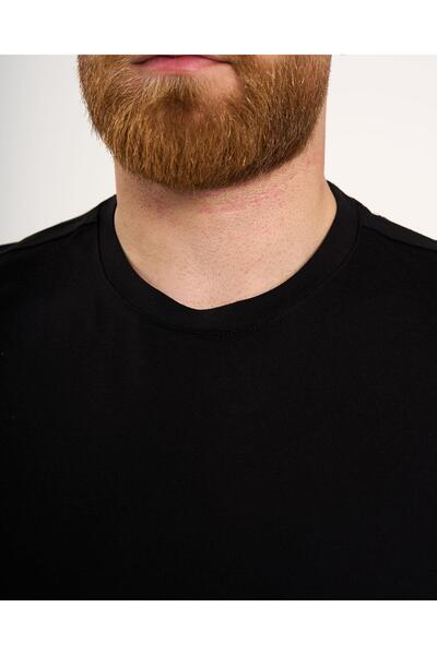 TerziAdemAltun Italian Style S Slim Fit Crew Neck Knitwear T-Shirt Black T13763
