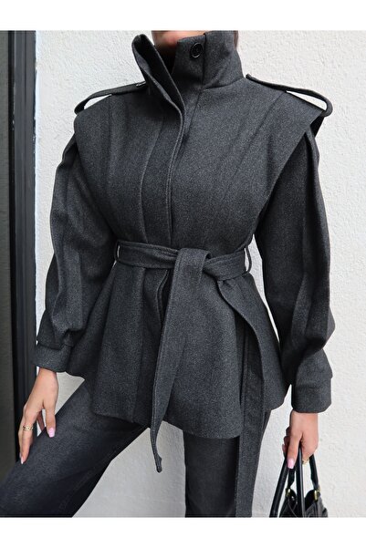 ESRAHELVACI Shoulder Pad Piece Shoulder Epaulet Detail Cashmere Coat