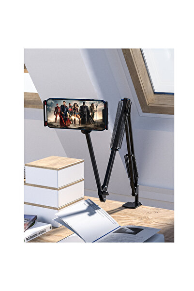 OEM Flexible metal support for phone or tablet, with 3 segments, height 1 m – Black