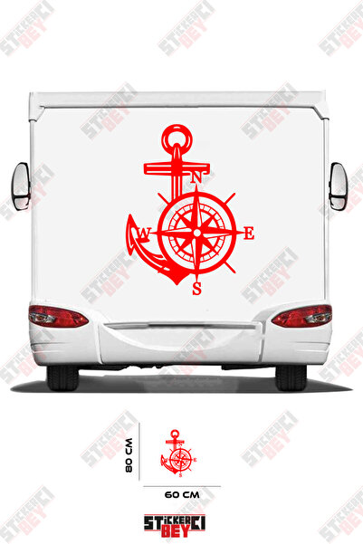 STİCKERCI BEY Caravan Sticker Coating with Anchor and Rudder Images