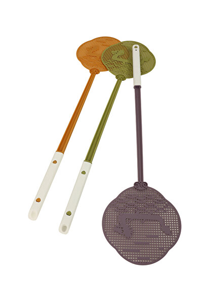 Lawazim Fly Swatter Set 3pcs Multicolor II - Flexible Long Handle Easy Clean
