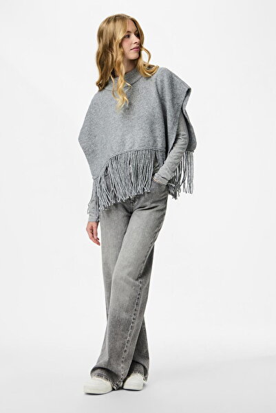 PIECES Pcjulle Women's Tassel Detailed Poncho - Sustainable Fabric