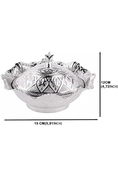 Generic Chic Ottoman-Style Copper Sugar Pot with Lid – Magical Silver Color, Stylish Design, Made in Turkey