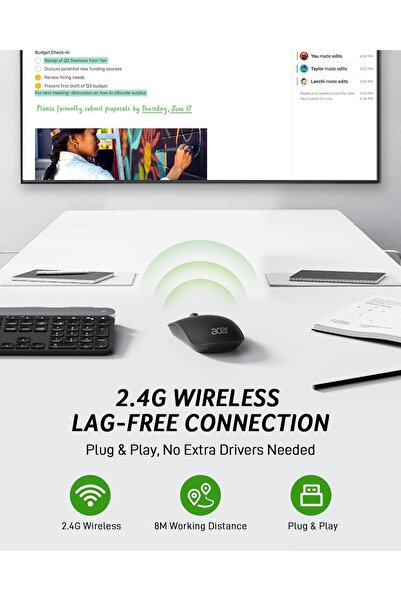 ACER Wireless Computer Mouse OMR242 — 2.4G USB Receiver, Adjustable 800/1200/1600 DPI, 4 Buttons