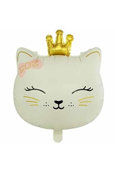 BEST PARTİ Cat Head Cream Color Foil Balloon