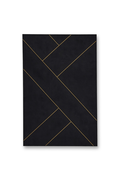 Rugs Modern Halı سجادة MOSSO ذات نمط مخطط أسود وقاعدة منسوجة، سجادة زخرفية عت...