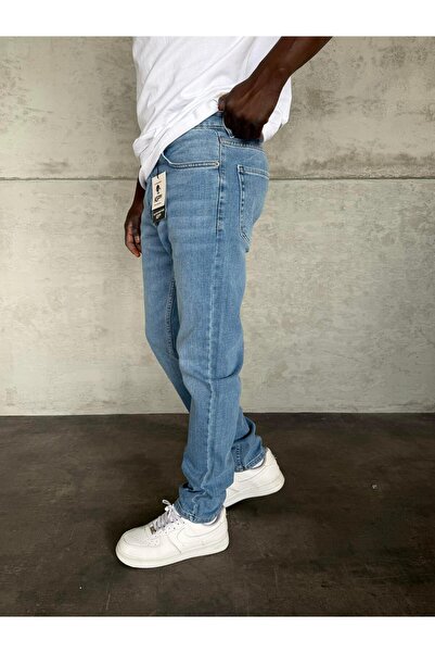 KağanKY Blue Stonewashed Stretch Fabric Regular Fit Jean