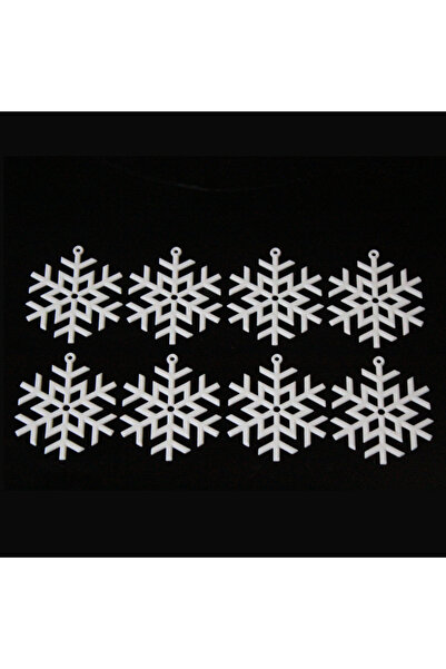 3DMakineSepeti زينة ندفة الثلج للعام الجديد - 8 قطع باللون الأبيض (مع هدية حا...