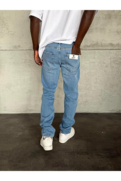 KağanKY Blue Stonewashed Stretch Fabric Regular Fit Jean