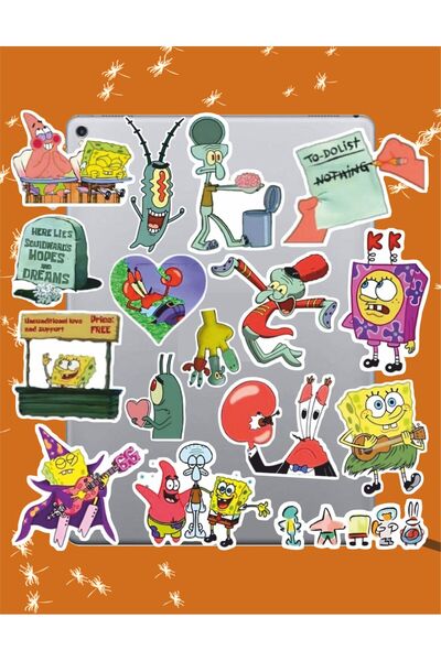 hediyenebak مجموعة ملصقات ذات طابع عائلة الإسفنج |   ملصق للكمبيوتر المحمول والكمبيوتر الشخصي والتابلت والهاتف والدفتر ومجلة البوليت جورنال