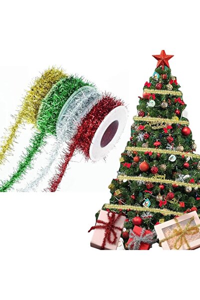 Goodern شريط زينة عيد الميلاد - 4 لفات من شرائط الزينة المعدنية لشجرة عيد الم...