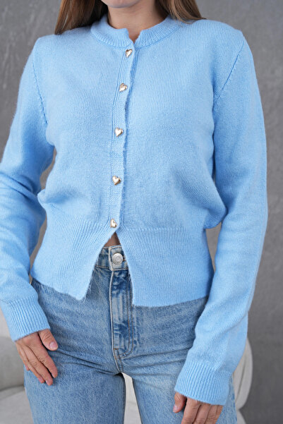 Park Karon Women's Crew Neck Button Detailed Knitwear Cardigan