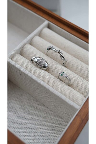 Jerie Silver Snake Figure Triple Earring Set