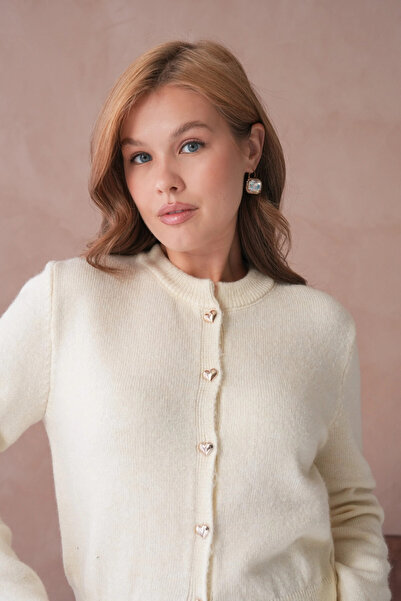 Park Karon Women's Crew Neck Button Detailed Knitwear Cardigan