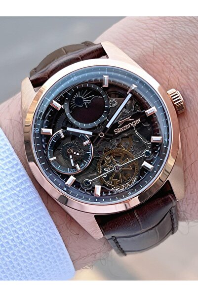 Slazenger Men's Wristwatch Esl.2559.4 with Automatic Serial Moonlight and Sun Dial Italian Bracelet Gift