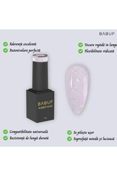 BABUF Dreamy Elixir Rubber Base 15ml – Self-Leveling Base with Iridescent Reflections