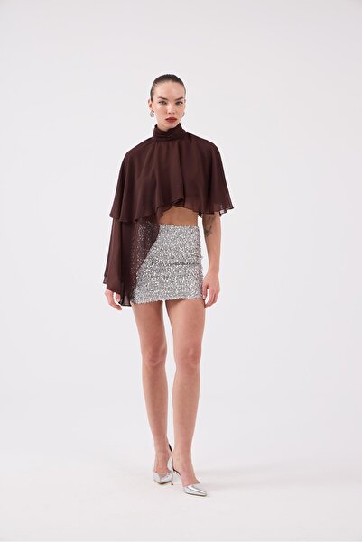 HOLLY LOLLY Sequined Mini Harley Skirt Gray