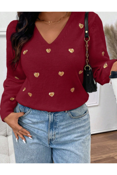 Sheya Shein Curve+ sweater, red