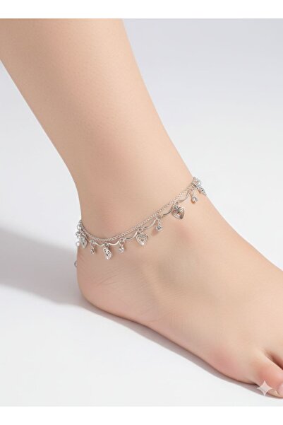 Shiklik سلسلة قلادة نسائية على شكل قلب مرصعة بالأحجار الكريمة مكونة من قطعتين