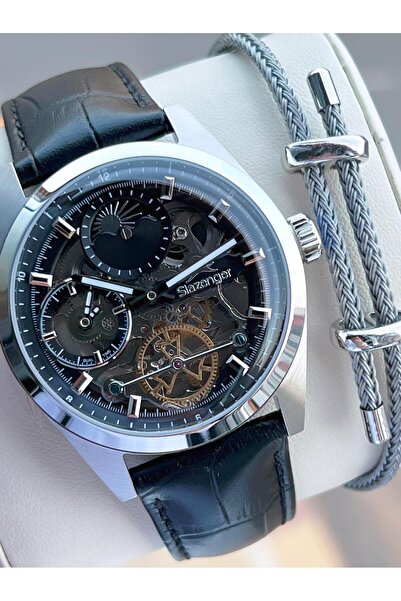 Slazenger Men's Wristwatch Esl.2559.1 with Automatic Serial Moonlight and Sun Dial Italian Bracelet Gift