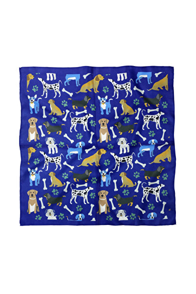 Sultan İpek Köpek Desenli Fular / Bandana 52x52cm